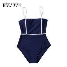 WEIXIA Hot Sexy One Pieces Solid Up Sexy Women Back tape cross Swimwear 1769