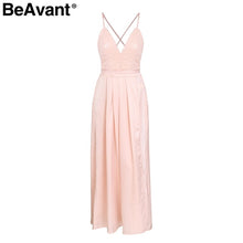 BeAvant Sexy evening maxi summer dress women Sequin lace up backless long dress 2018 Spring satin party dress female vestidos