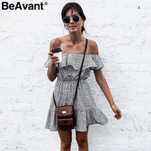 BeAvant Ruffle off shoulder summer dress Women dot chiffon streetwear sexy dress robe Casual beach short dress vestidos 2018
