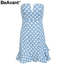 BeAvant Sleeveless polka dot mini dress women Sexy backless ruffle short dress party 2018 Summer style bodycon dress vestidos